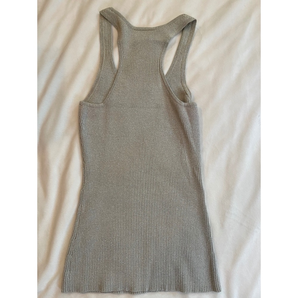 It's Our Time Silver Metallic Ribbed‎ Racerback Tank Top Medium - Picture 6 of 7